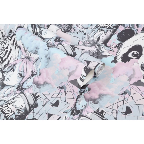 Обои флизелиновые Palitra Home Anime HomeColor серые HC72283-15 1,06х10,05 м