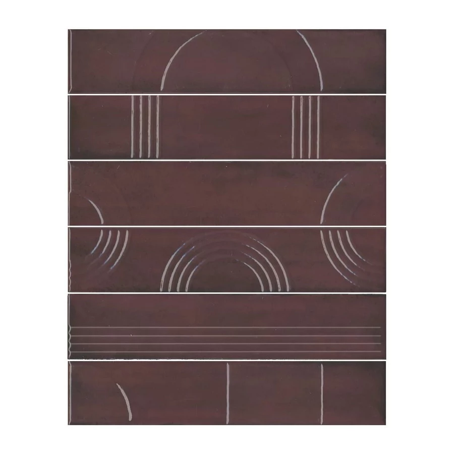 Плитка настенная Kerama Marazzi Мажорель Панно из 6 частей 6х28,5 глянцевое бордовое KMP3STA006RN6X 36x28,5 см