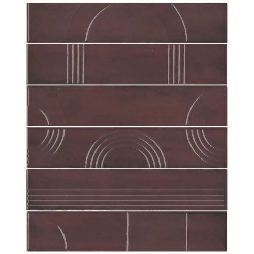 Плитка настенная Kerama Marazzi Мажорель Панно из 6 частей 6х28,5 глянцевое бордовое KMP3STA006RN6X 36x28,5 см