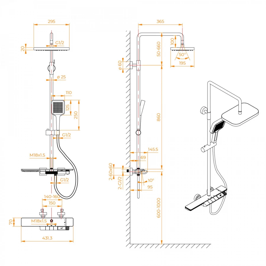 Душевая стойка RGW SP-34G 51140134-06