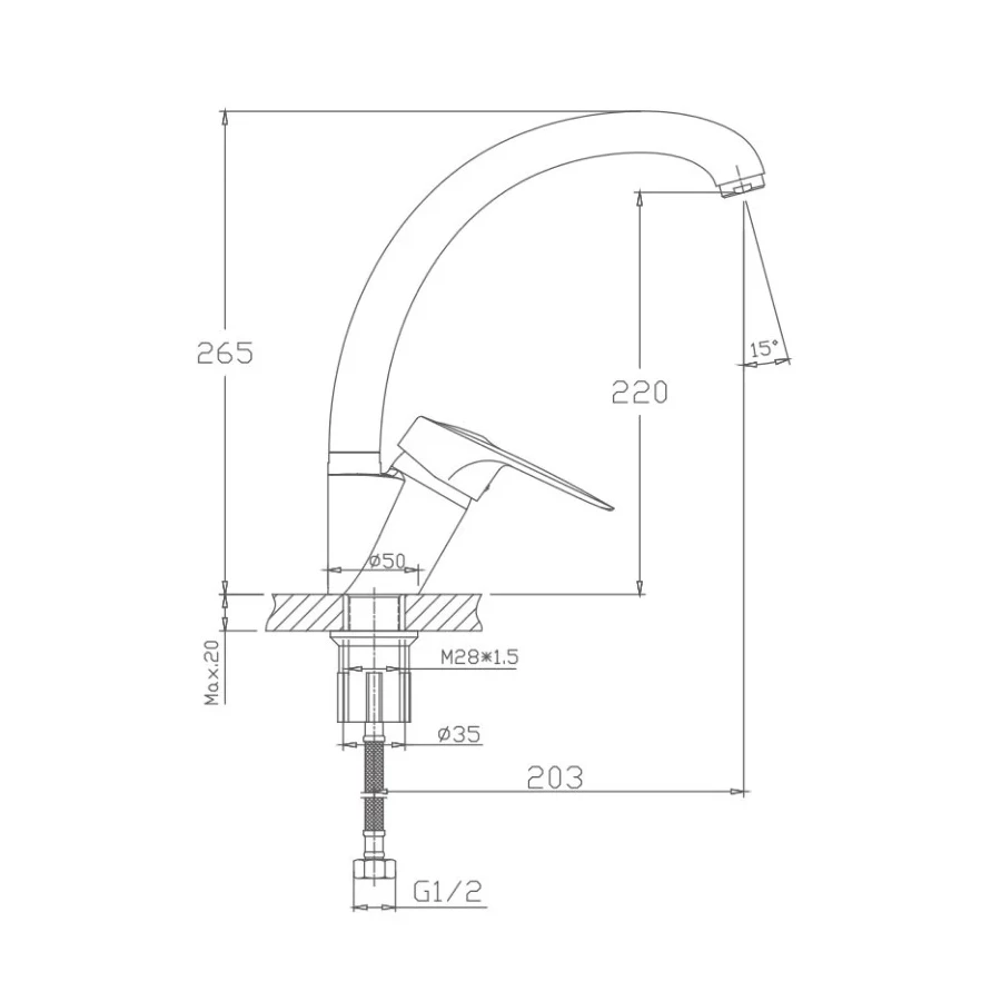 Смеситель для кухни Haiba HB4104-2
