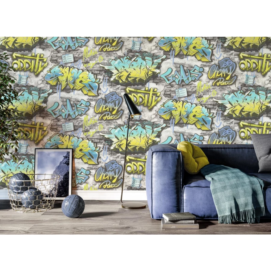 Обои флизелиновые Palitra Home HomeColor Daim зеленые HC71906-44 1.06х10.05 м