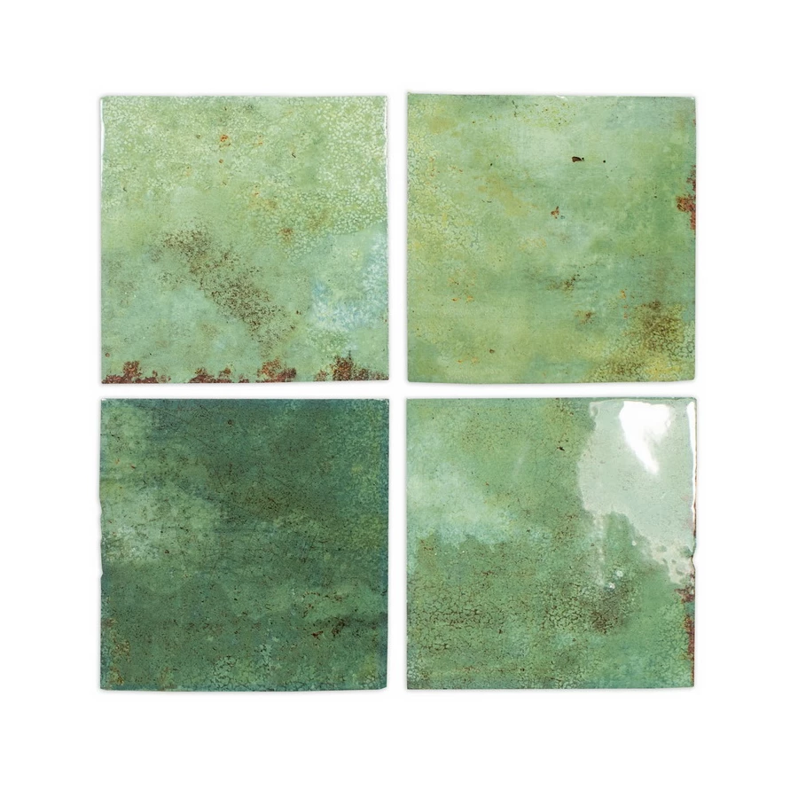 Плитка керамическая DNA Tiles Енамел Сqуаре Мосс / Enamel Square Moss глянцевая зеленая 123078 12,5х12,5 см