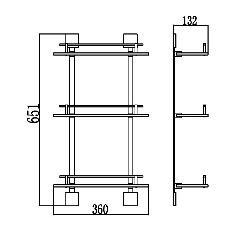 Полка Savol прямая тройная стеклянная S-06522H-3
