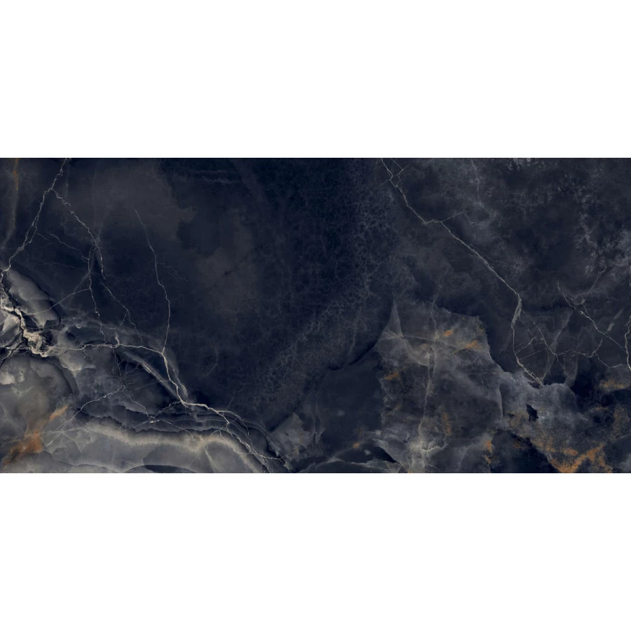 Керамогранит Laparet Interstellar Black глянцевый чёрный 160х80 см