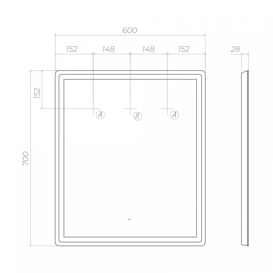 Зеркало Vigo Geometry Classic 600 72 60x70 см
