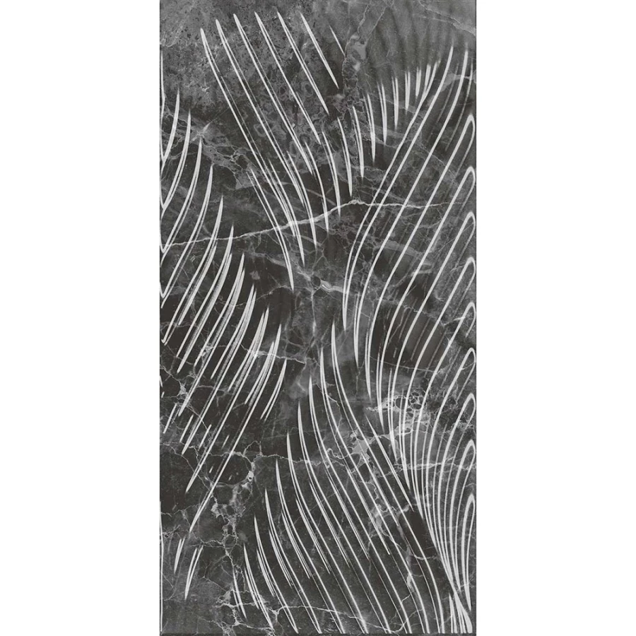 Плитка настенная Kerama Marazzi Коррер структура обрезная глянцевая чёрная 11282R 60x30 см