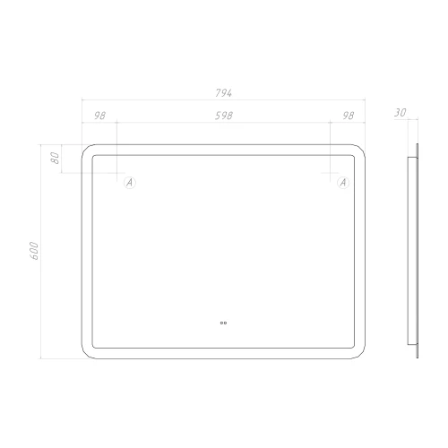 Зеркало VIGO Wing Comfort 800 176 79.4x60 см