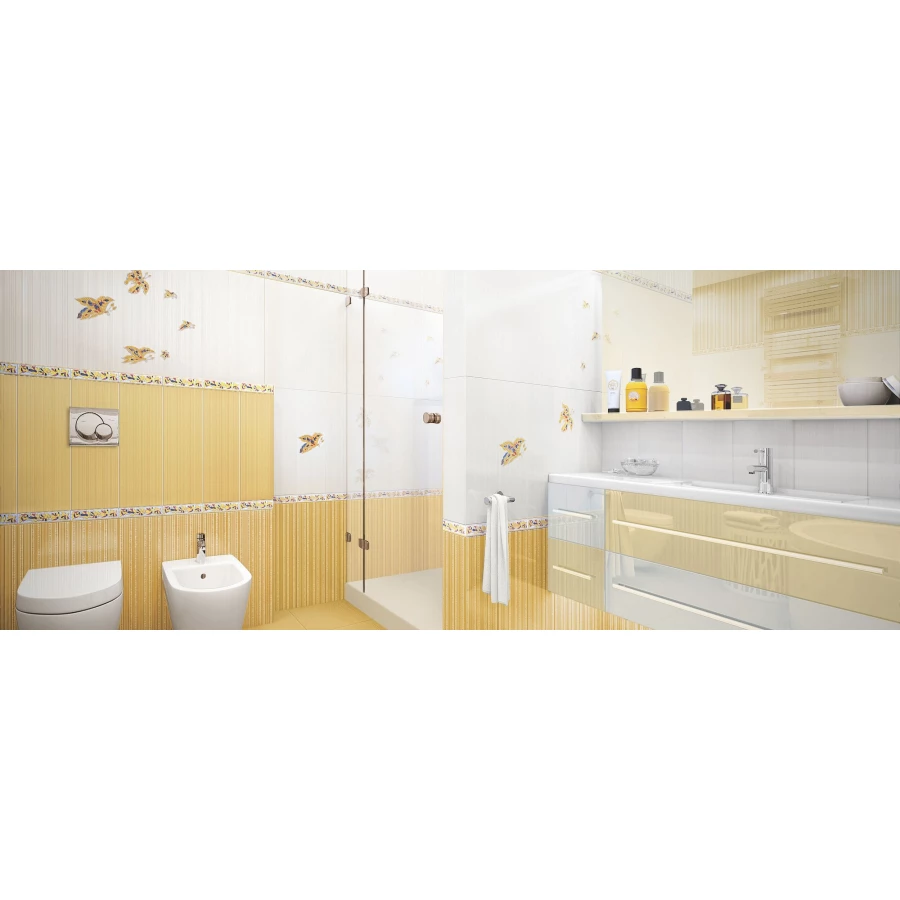 Плитка настенная 1721 Ceramique Imperiale Фантастические бабочки желтый 00-00-5-17-01-34-920 60х20 см