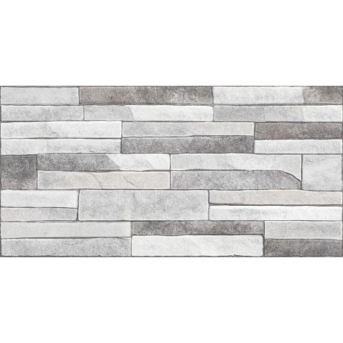 Плитка настенная Alma Ceramica Discover рельефная глянцевая серая TWU2550DCV17 50х24,9 см