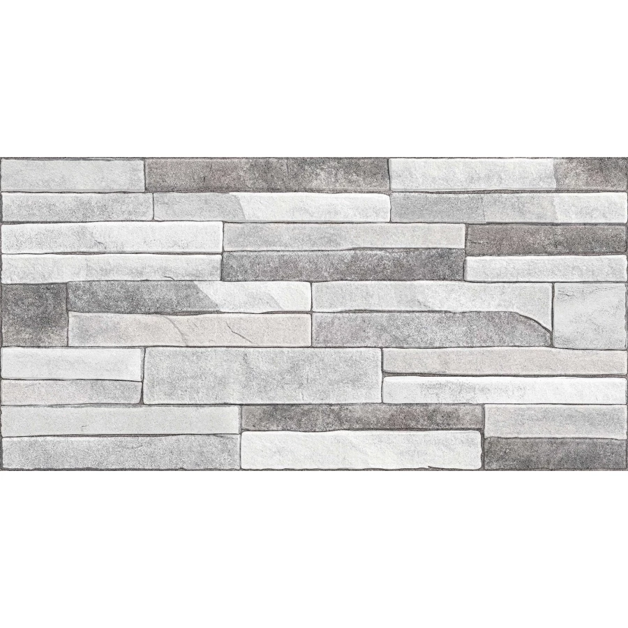 Плитка настенная Alma Ceramica Discover рельефная глянцевая серая TWU2550DCV17 50х24,9 см