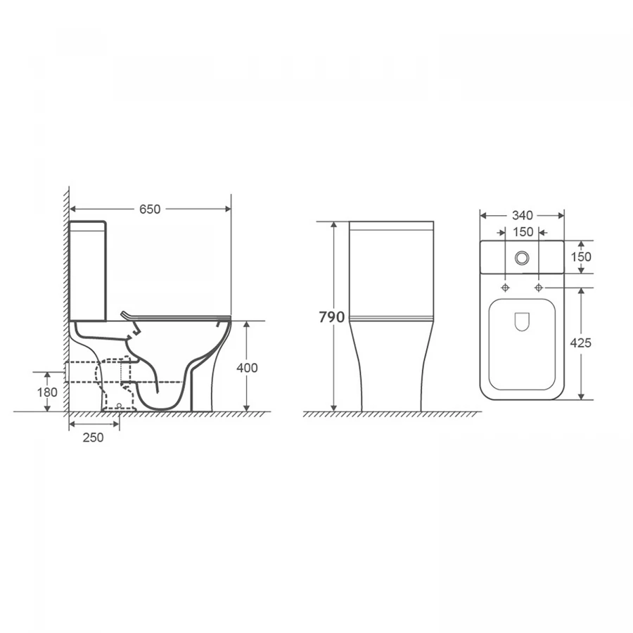 Унитаз напольный Azario Fretta Square безободковый с бачком и сиденьем микролифт AZ-5121 65х34х79 см