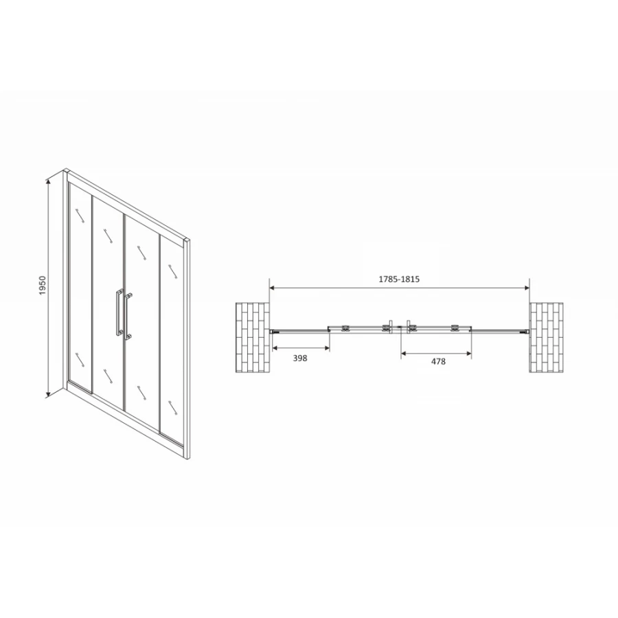 Душевая дверь Abber Schwarzer Diamant AG33180BH 180х195 см