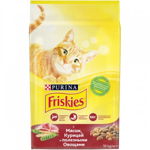 Сухой корм для взрослых кошек Friskies с мясом и полезными овощами 10 кг