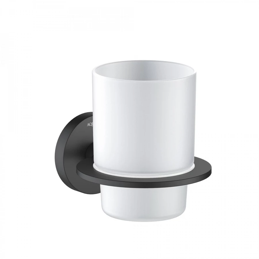 Стакан с держателем Aquatek Оберон матовый черный AQ4204MB