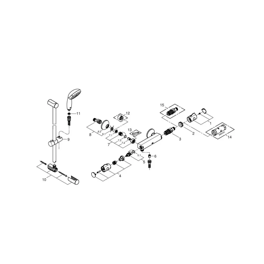 Термостат для душа Grohe Grohtherm 800 с душевым гарнитуром New Tempesta II 34565001