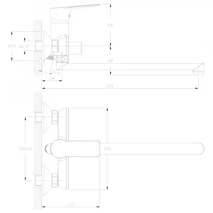 Смеситель для ванны Rossinka RS27 RS27-33 хром