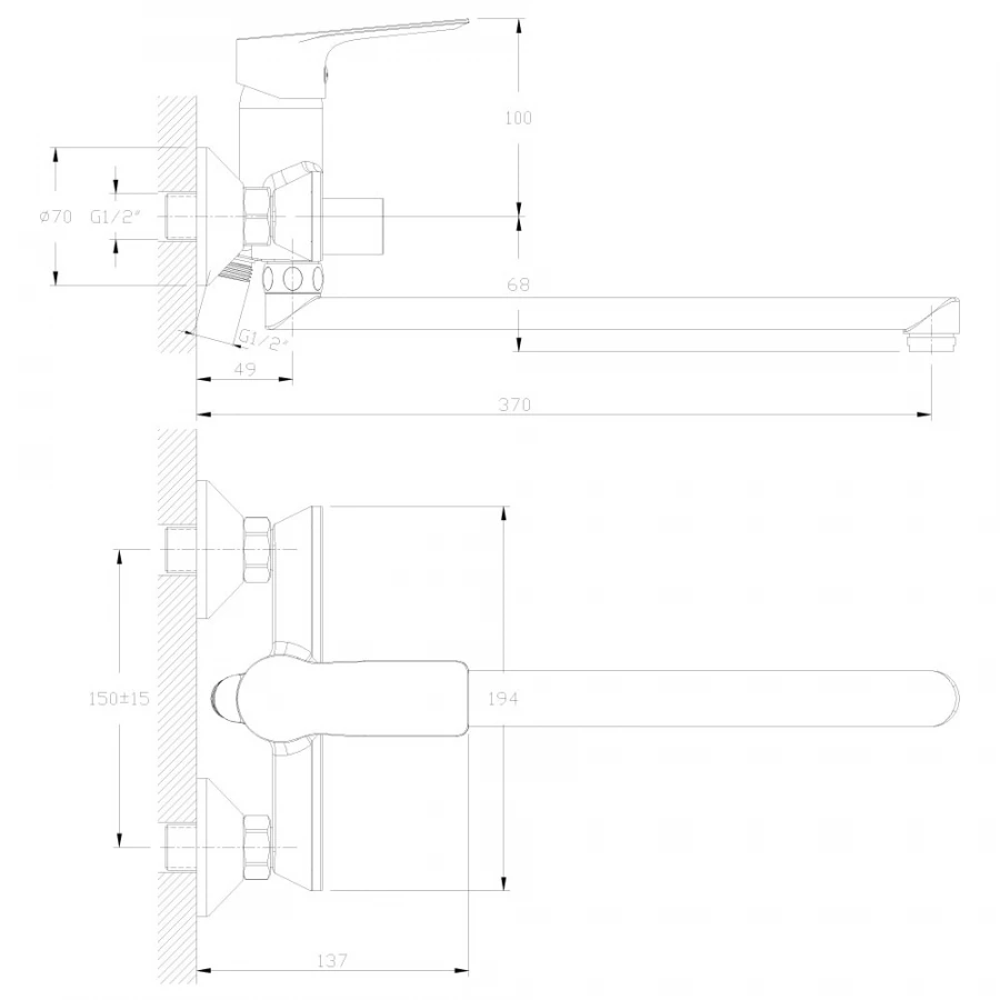 Смеситель для ванны Rossinka RS27 RS27-33 хром