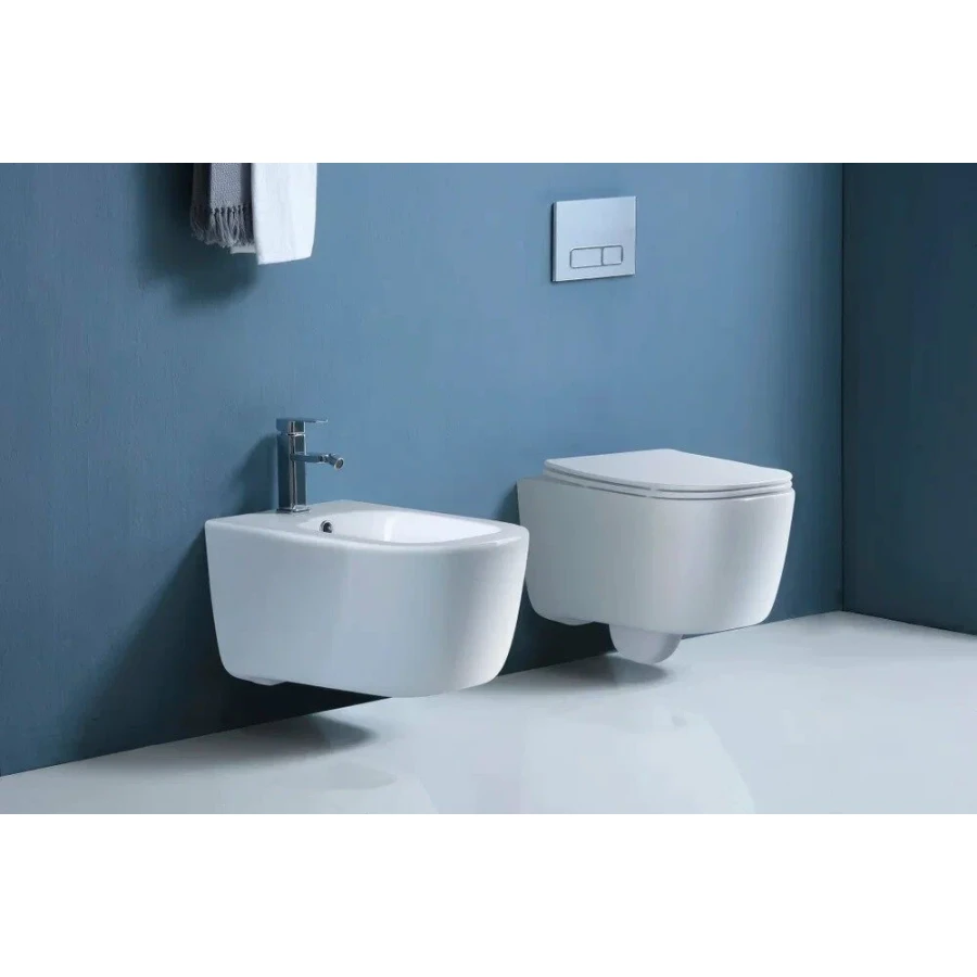 Унитаз Aquatek Лугано подвесной безободковый тонкое сиденье с механизмом плавного закрывания крепеж AQ2002-00 51x35x36 см