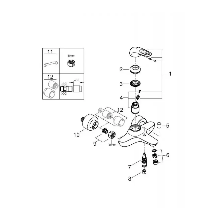 Смеситель для ванны Grohe Eurostyle Белая луна 33591LS3