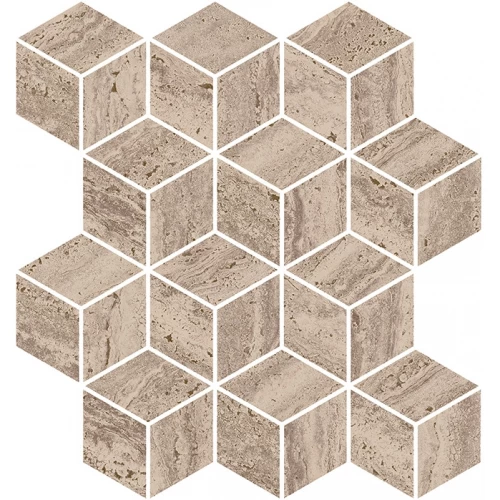 Декор Kerama Marazzi Про Травертин мозаичный обрезной матовый бежевый тёмный KMD2MSM017BR 37x34,5 см