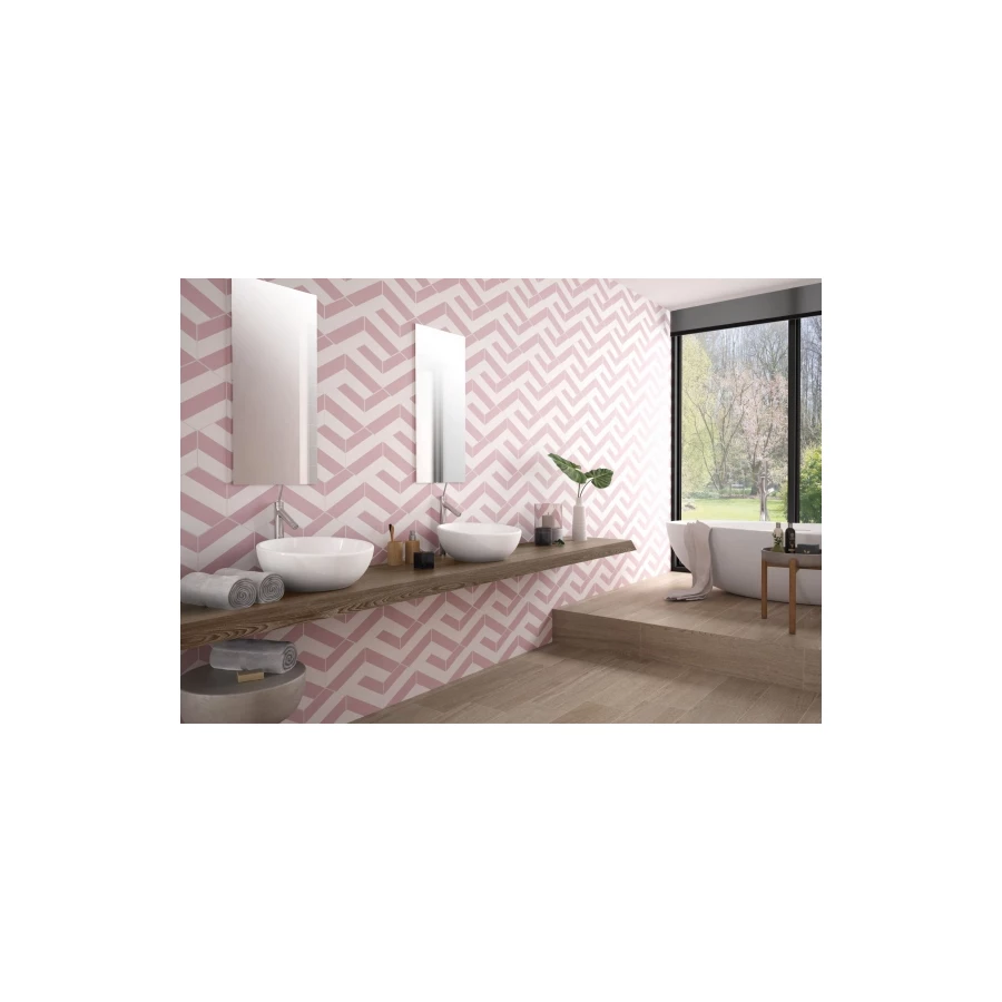 Керамогранит Codicer Hex. Porto Capri Pink розово-белый 25x22 см