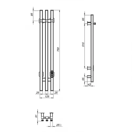 Полотенцесушитель электрический Aringa Токио AR03058BL 75х12,5 см