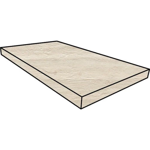 Ступень угловая правая из керамогранита Italon Нэчрэл Лайф Вуд Нордик / Natural Life Wood Nordic матовая белая 620070000461 90х33 см
