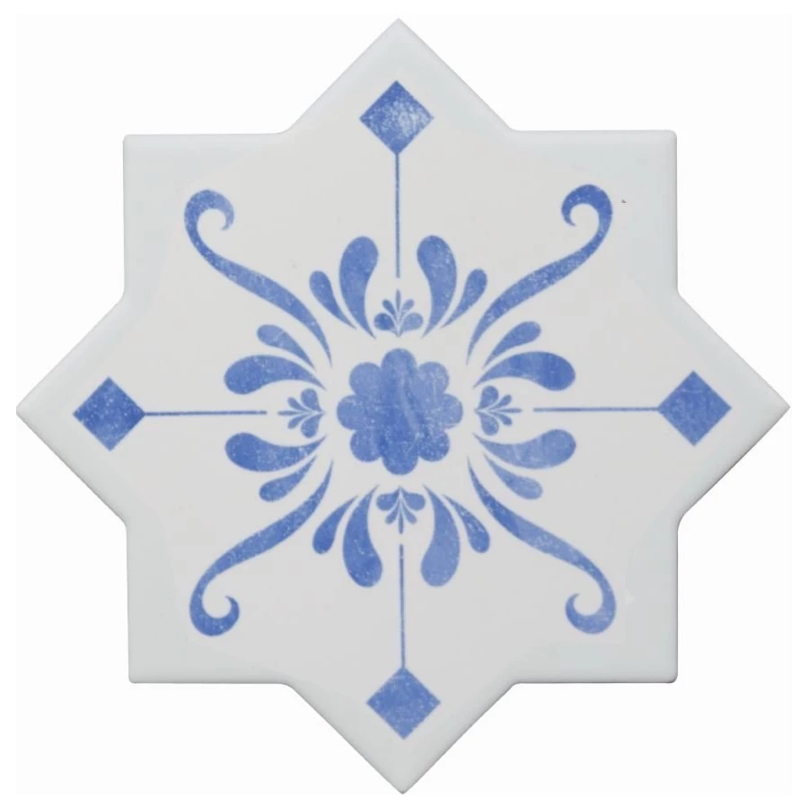 Керамогранит Cevica Becolors Star Dec Stencil Electric Blue матовый синий CV67392 13,25х13,25 см