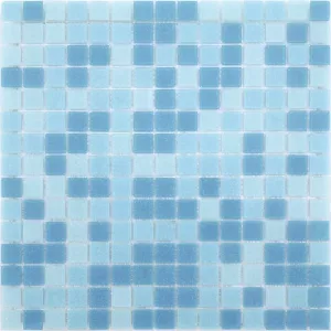 Стеклянная мозаика Caramelle Mosaic Onda на бумажной основе сине-голубой микс 32,7x32,7 см