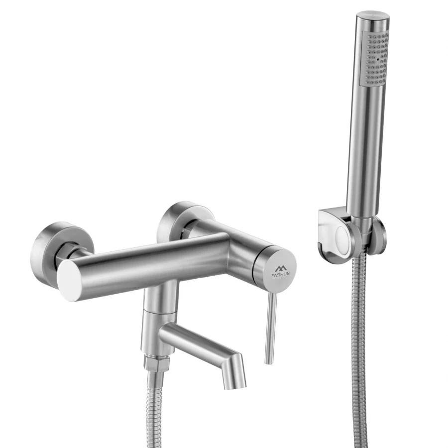 Смеситель Fashun ванно душевой с душевым гарнитуром сатин A53033