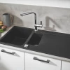 Композитная мойка с крылом Grohe K500 черный гранит 31646AP0 100х50 см