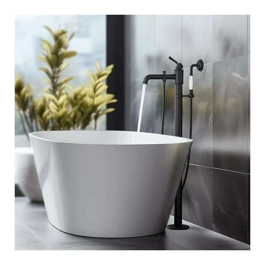 Смеситель Aquatek Классик для ванны напольный внешняя и скрытая часть матовый черный AQ1545MB