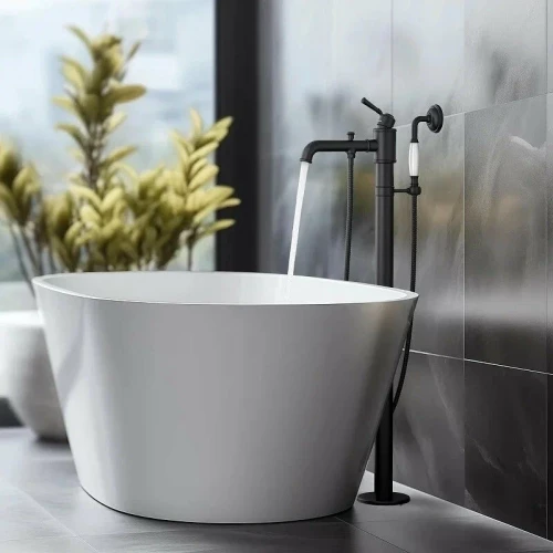 Смеситель Aquatek Классик для ванны напольный внешняя и скрытая часть матовый черный AQ1545MB