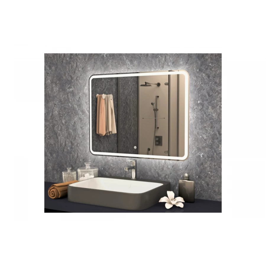 Зеркало MixLine Альдо сенсорный выключатель светодиодная подсветка 545878 80х70 см