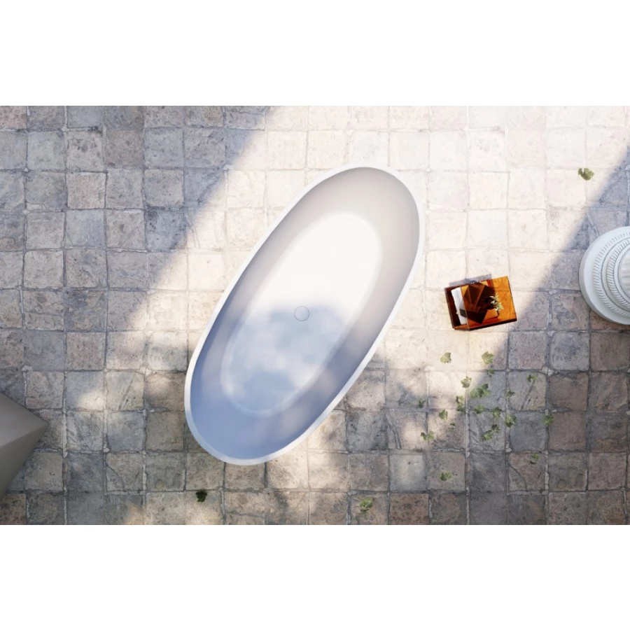 Ванна из искусственного камня Abber Stein белая матовая AS9620-1.6 165х78 см