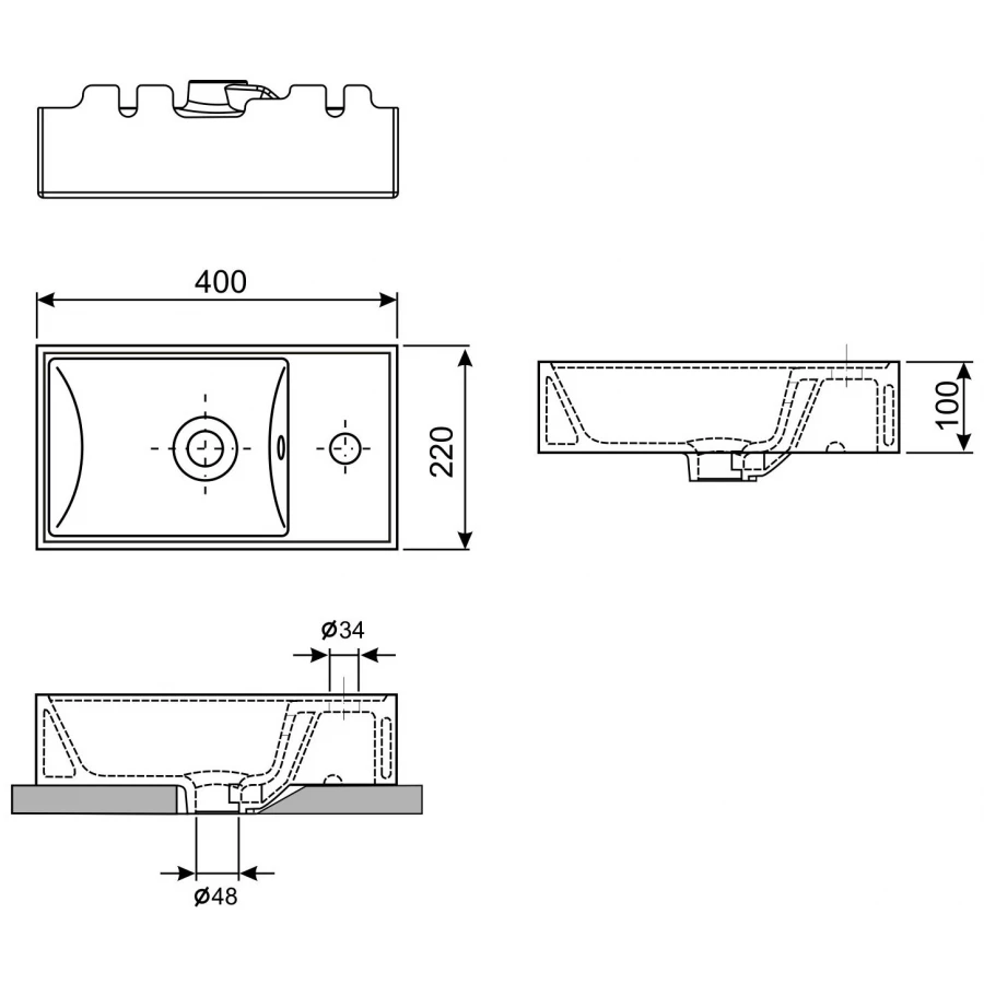 Подвесная/накладная раковина Wellsee WC Area 151801000 белый