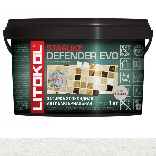 Затирка Litokol Starlike Defender EVO антибактериальная эпоксидная S.202 Naturale L0485640002 1 кг