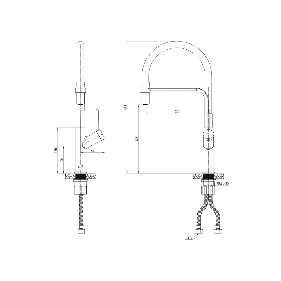 Смеситель для кухни Esko Gold гибкий излив черный K50GB