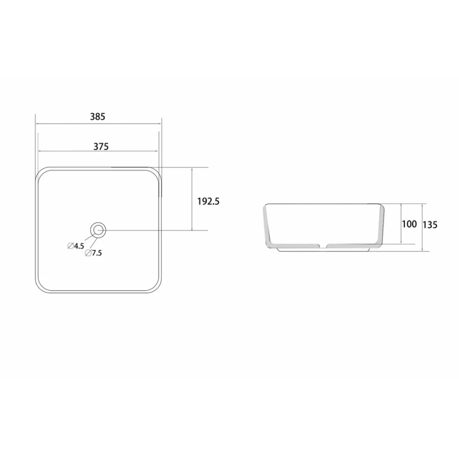 Раковина накладная Abber Rechteck черная матовая AC2211MB