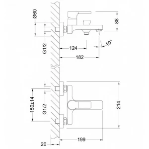 Смеситель для ванны Lemark Aura LM0614C