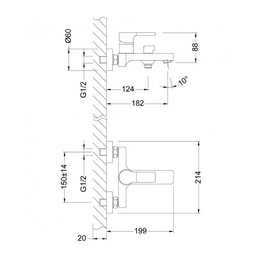 Смеситель для ванны Lemark Aura LM0614C