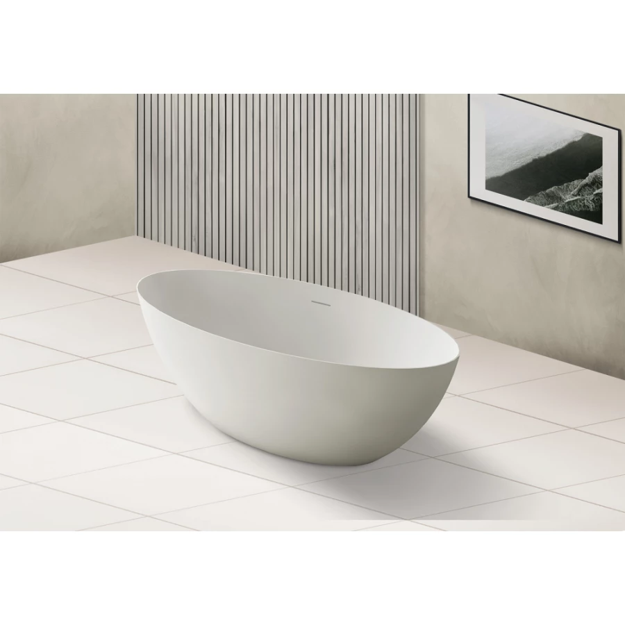 Ванна из искусственного камня Abber Stein белая матовая AS9625-1.6 160х75 см