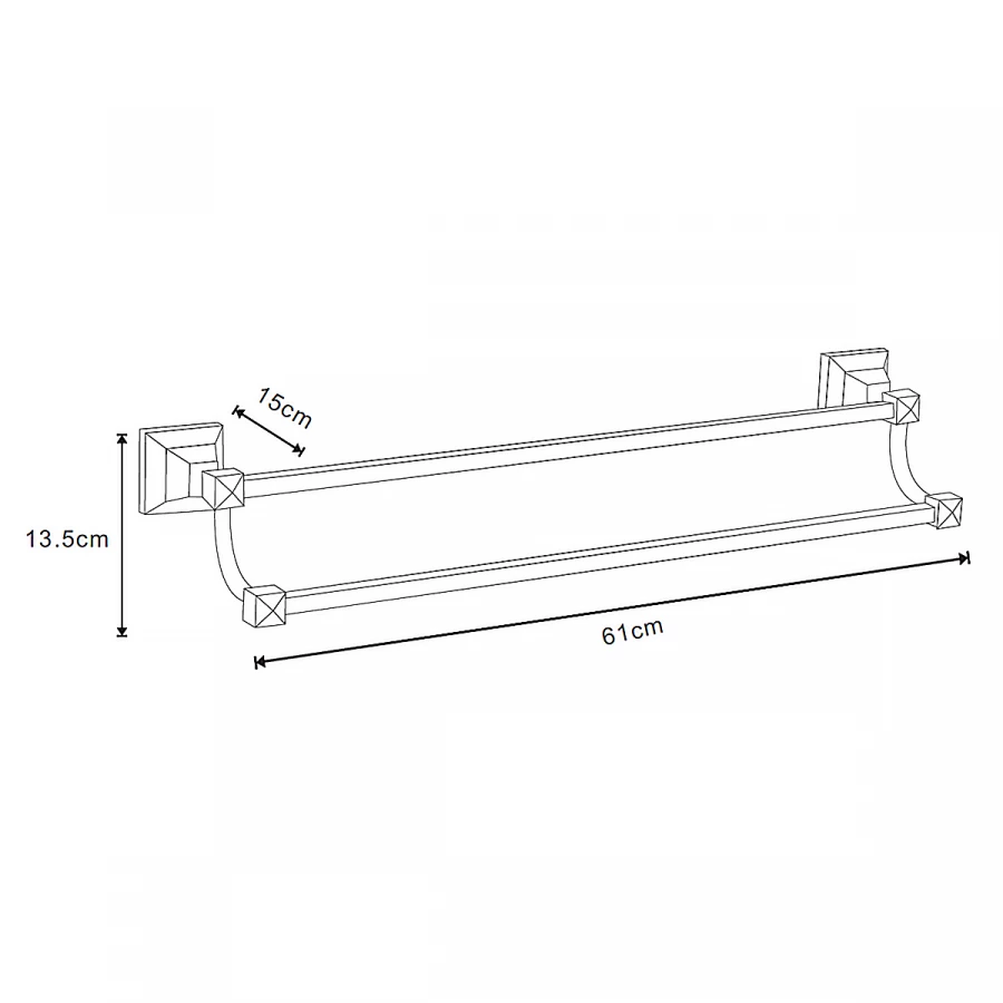 Полотенцедержатель трубчатый Azario Altre двойной хром AZ96002B 60 см