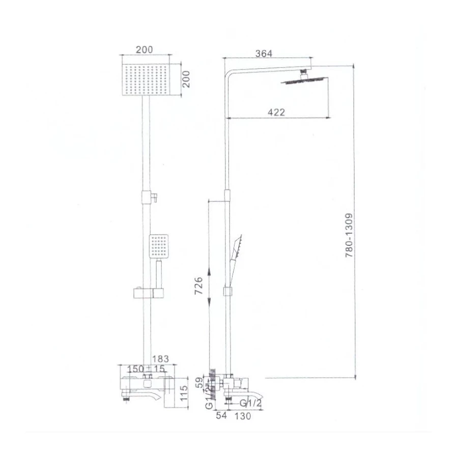 Душевая система Haiba сталь HB24815
