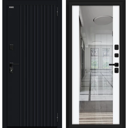 Входная дверь Bravo Вижн/SBlack 205x96 Black Shell/White Silk левое открывание