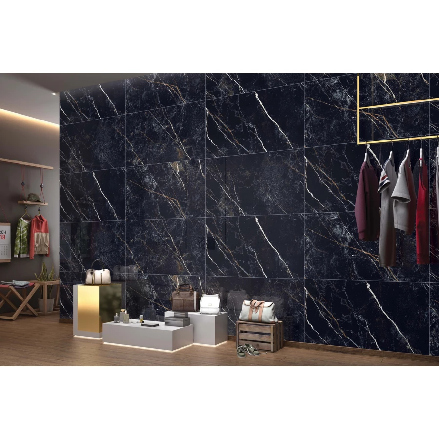 Керамогранит Realistik Obsidian Black High Glossy черный 120х60 см