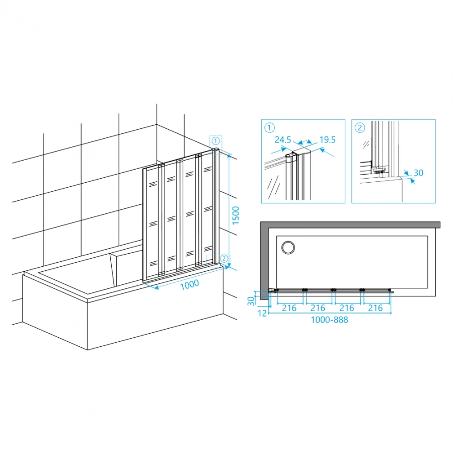 Шторка на ванну RGW SC-23 03112310-11 1000 прозрачное