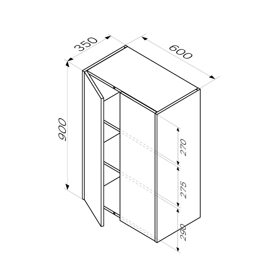 Шкаф с полками Am Pm Func дуб крафт универсальный высота 90 см M8FCH06029OF 60 см