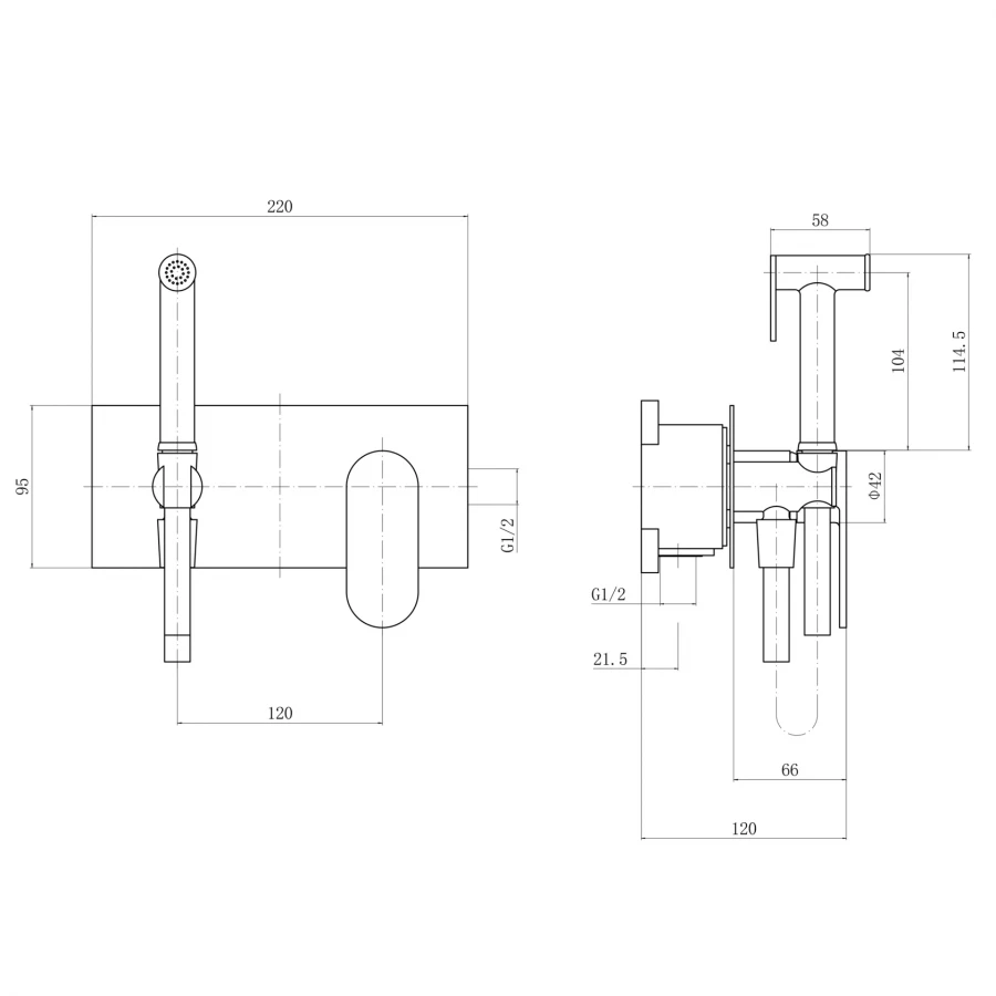 Смеситель Fashun встраиваемый с гигиенической лейкой A7585-35